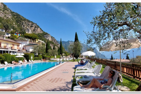 hotel Bazzanega swimming pool above Lake Garda